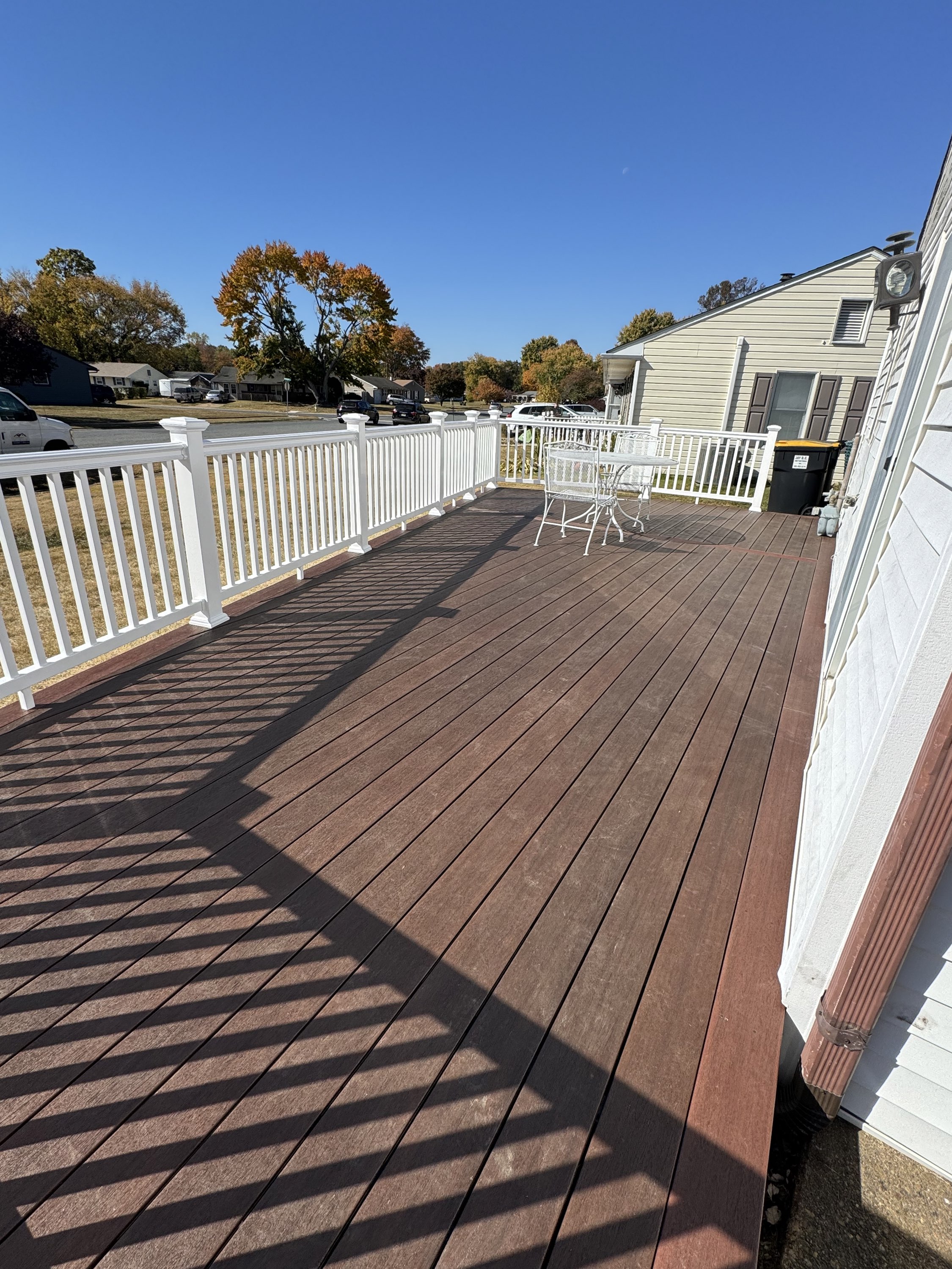 V&G completed composite deck with white railings